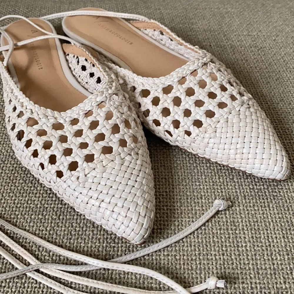 NWOB Anthropologie Marino Ankle-Tie Flats Size 7.5